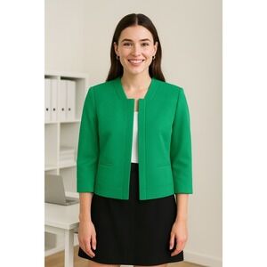 CLASSIQUES ENTIER Kelly Green Blazer Jacket Snap Closures Windowpane Large